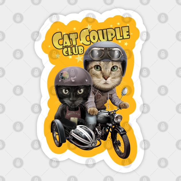 CAT COUPLE CLUB Sticker by ADAMLAWLESS